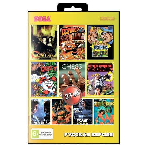 Картридж (16 бит) cборник игр 21в1 "AA-210002" DONALD/JUNGLE BOOK /COMIXE ZONE/TOM & JERRY+… для Сеги