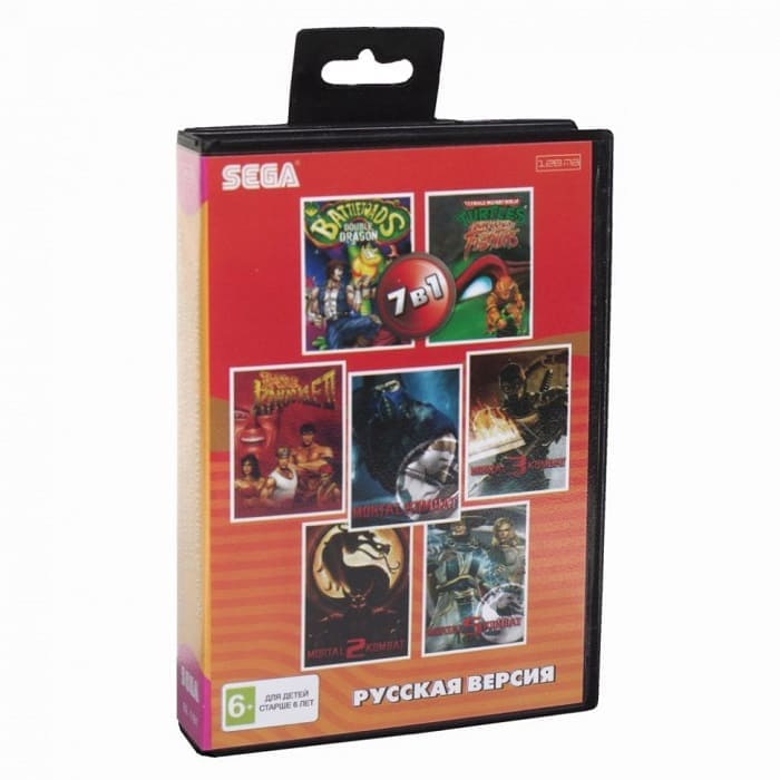 Картридж (16 бит) cборник игр 7в1 "BS-7101" Bare Knuckle 2 /Battletoads Doub Dragon /Mortal Kombat /Mor для Сеги
