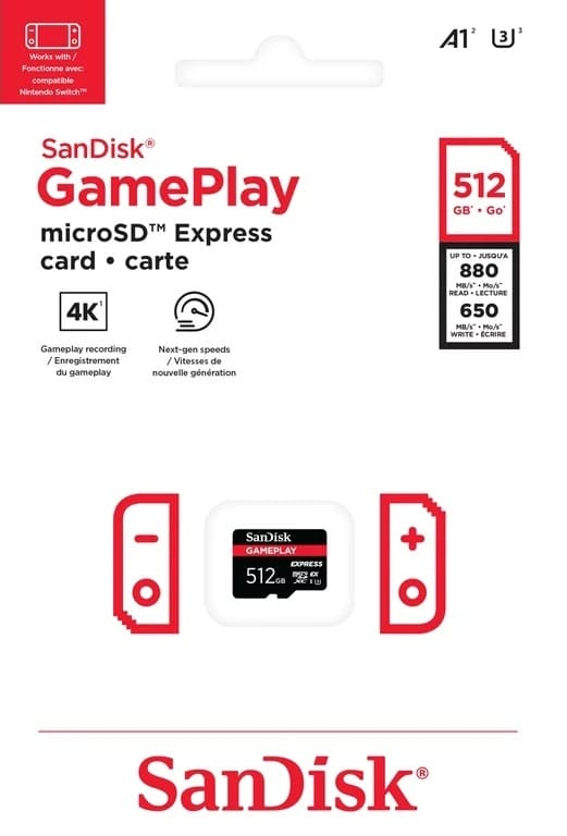 Карта памяти microSD Express SanDisk GamePlay 880/650 Mb/s – 512GB для Nintendo Switch 2