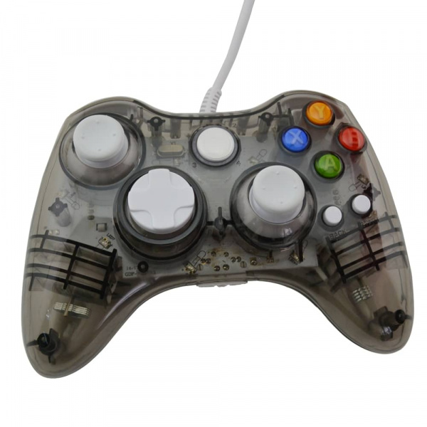 Джойстик проводной прозрачный LED Xbox 360/PC Черный