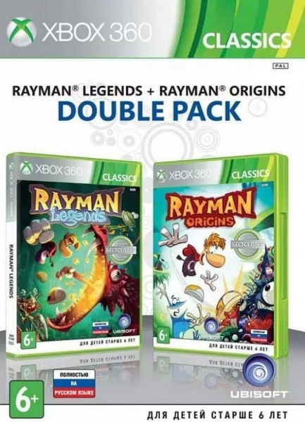 Rayman Legends + Rayman Origins (Xbox 360, РУС, БУ) (Без обложки)