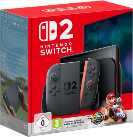 Игровая приставка Nintendo Switch 2 256 GB, чёрный + Mario Kart World Игровая приставка Nintendo Switch 2 256 GB, чёрный + Mario Kart World