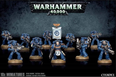 Warhammer 40,000 - Space Marine Tactical Squad (10 минифигурок) Citadel, 48-07 Warhammer 40,000 - Space Marine Tactical Squad (10 минифигурок) Citadel, 48-07