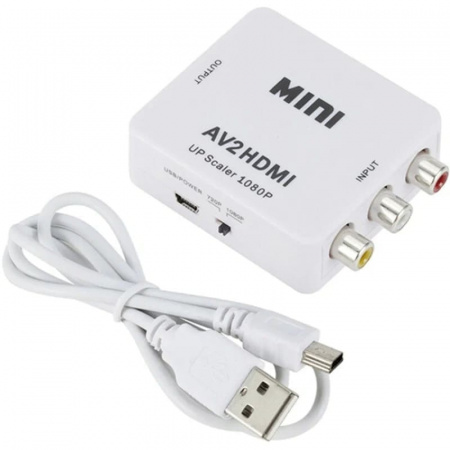 Конвертер белый AV(RCA)-HDMI UP Scaler 1080p Конвертер белый AV(RCA)-HDMI UP Scaler 1080p
