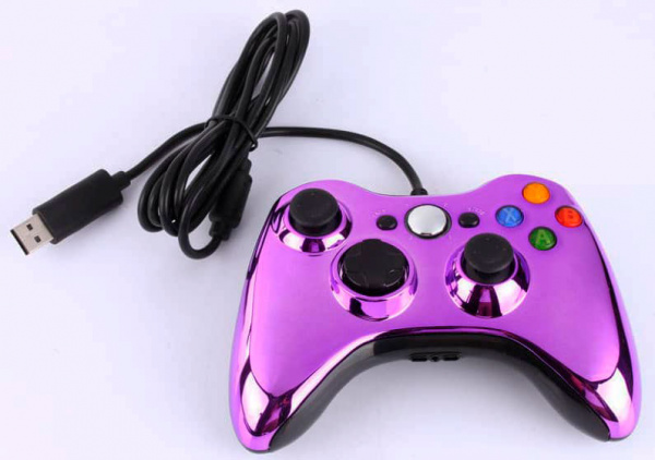 Проводной джойстик Controller Chrom Xbox 360 Slim - Фиолетовый хром глянец