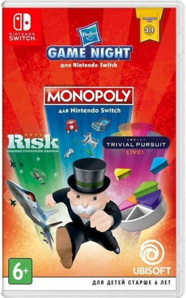 Hasbro Game Night: Monopoly+Risk+Trivial Pursuit (Nintendo Switch, русские субтитры, БУ) Hasbro Game Night: Monopoly+Risk+Trivial Pursuit (Nintendo Switch, русские субтитры, БУ)