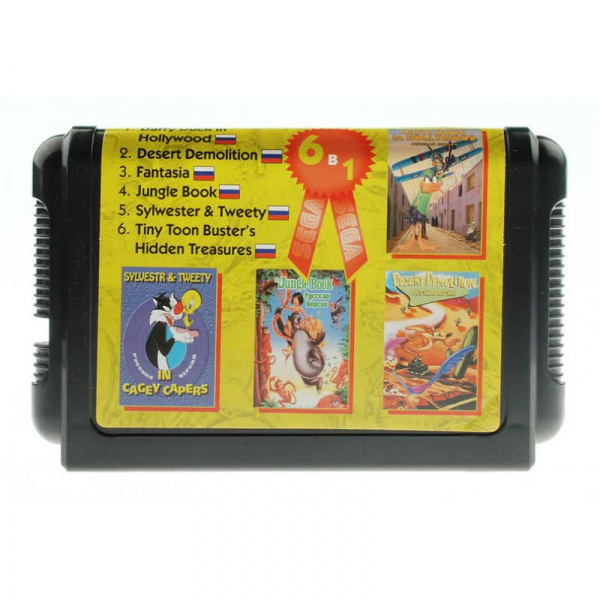 Картридж (16 бит) cборник игр 6в1 "BS-6001" Daffy Duck / Jungle Book / Sylwester & Tweety (рус) (без коробки) для Сеги Картридж (16 бит) cборник игр 6в1 "BS-6001" Daffy Duck / Jungle Book / Sylwester & Tweety (рус) (без коробки) для Сеги