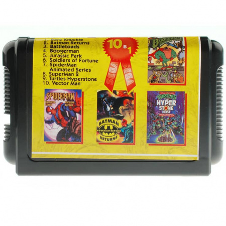 Картридж (16 бит) cборник игр 10в1 "Bs 1001" (BareKn+BatmanR+...) (без коробки) (РУС) для Сеги Картридж (16 бит) cборник игр 10в1 "Bs 1001" (BareKn+BatmanR+...) (без коробки) (РУС) для Сеги