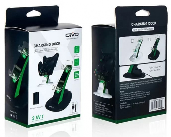 Зарядная станция OIVO +2 аккумулятора 1400 мАч для геймпадов Xbox One/Series Charging Dock Black (IV-BX305) - интернет-магазин GameShock г. Челябинск