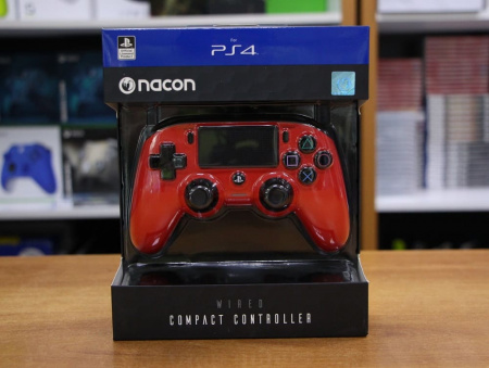 Геймпад проводной Nacon Wired Compact (PS4, PC) красный - интернет-магазин GameShock г. Челябинск