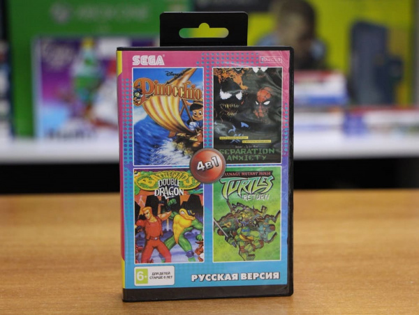 Картридж (16 бит) cборник игр 4в1 "AA-4404" PINOCIO/BATTLE TOADS & DOUBLE DRAGON+.. для Сеги - интернет-магазин GameShock г. Челябинск