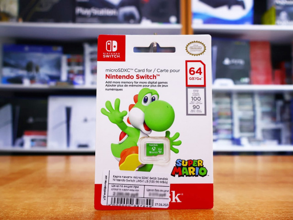 Карта памяти micro SDXC 64Gb Sandisk Nintendo Switch UHS-I U3 (100/90 MB/s) - интернет-магазин GameShock г. Челябинск